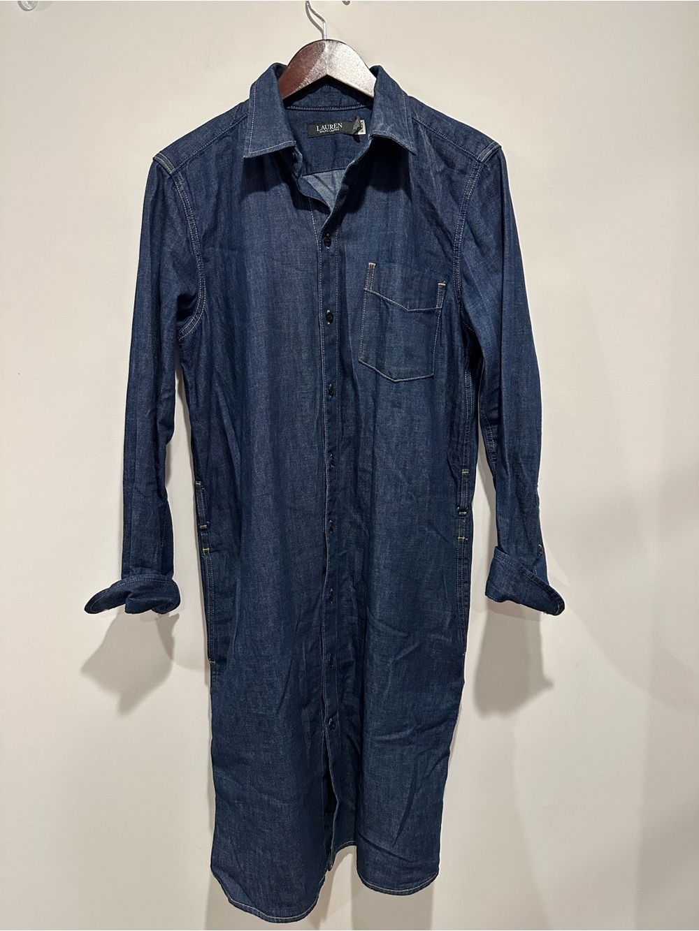 Lauren Ralph Lauren Navy Blue Long-Sleeve Denim Dress